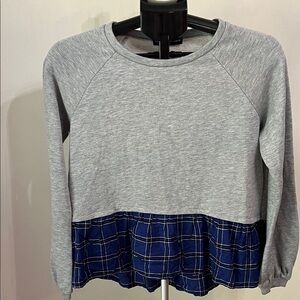 Generation Love Gray and Blue Plaid Layered Sweatshirt